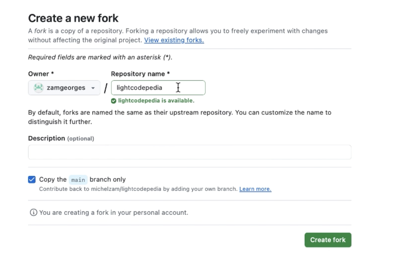 Create a new fork page