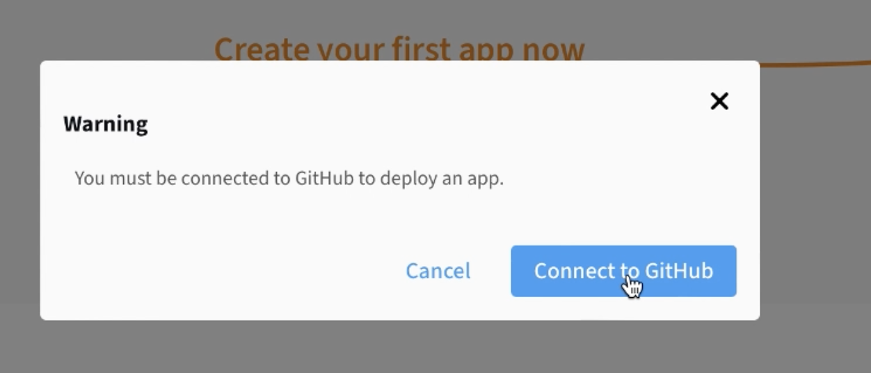 Connect to GitHub modal